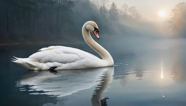 Graceful Swan in Watercolor Design