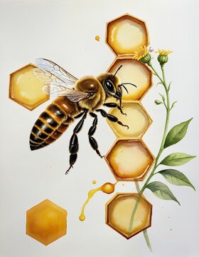Nature's Delight: A Honeycomb themed Art Collection, Watercolor