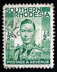 Ukraine, Kiyiv - February 3, 2024.Postage stamps from South Rhodesia.Postage stamp printed in South...