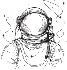 astronaut sketch draw in one line art, vector illustration © muhammad