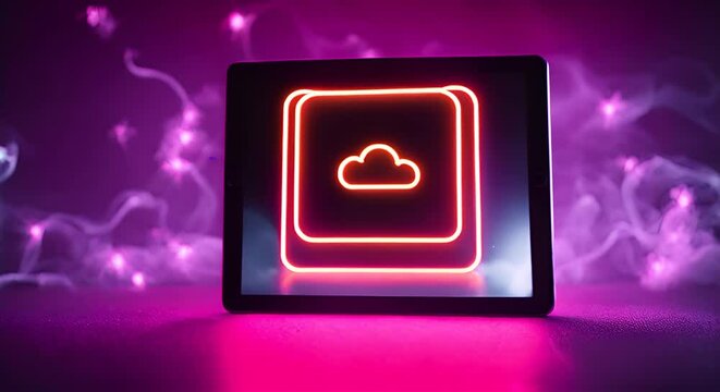 Neon cloud. Cloud storage.