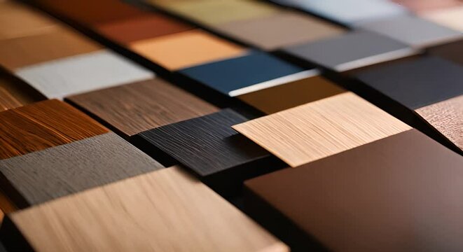Several samples of parquet flooring.