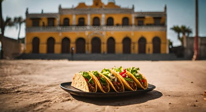 Tacos in a town in Mexico.