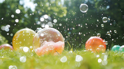 Relaxation and fun with soap balls: a unique outdoor experience in the summer heat.