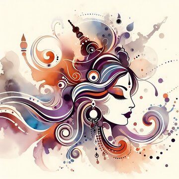 Parvati's Grace: Abstract Watercolor Illustration