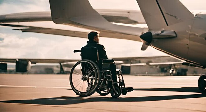 Man in wheelchair at the airport.