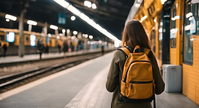 Traveler at a train station.