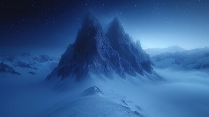 Mountain peak under a starry night sky, capturing the beauty of the night. AI generate illustration