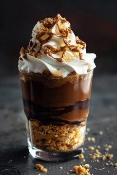 13h Gourmet Patisserie &acirc;&euro;&ldquo; Butterfinger Chocolate and Peanut Butter Lush with white whipped cream on top
