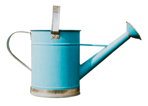 Blue watering can garden tool png mockup
