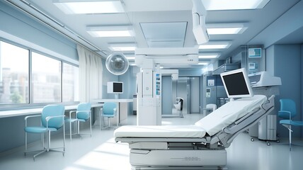 Interior of operating room in modern hospital.