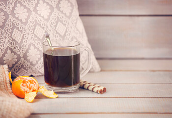 Black coffee and tangerine