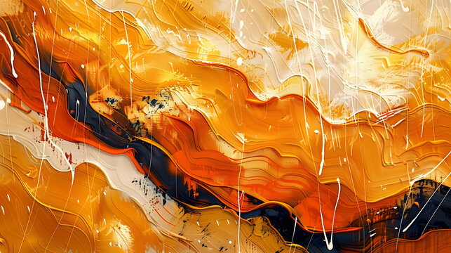 An abstract art vector illustration. Golden texture with brushstrokes of paint. Oil on canvas. Modern Art for prints, wallpapers, posters, cards, murals, rugs, hangings, hangings...