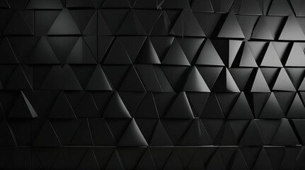 Polished, Semigloss Wall background with tiles. Triangular, tile Wallpaper with 3D, Black blocks. Generative.AI