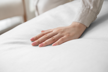 Duvet cover mockup png on a bed