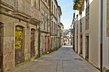 Lugo, Galizia, strade, case e vicoli del centro storico - Spagna - obrazy, fototapety, plakaty