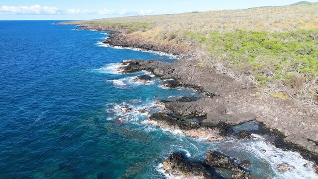 Aerial view of Hawaii Island coastline, Hawi, Hawaii, United States.