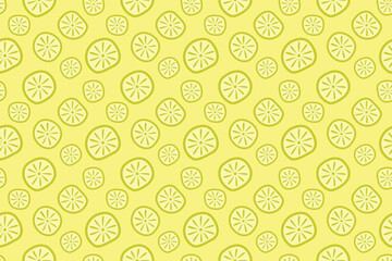 seamless pattern with lime circles. Limes pattern with yellow background.