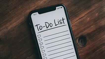 In a cell phone, the word 'to-do list' is written.