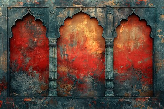 architectural old ancient india building heritage door culture texture