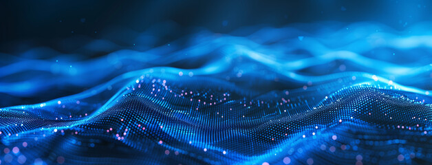 Close up Business graph waves and technology graph, Abstract blue technology background with a...