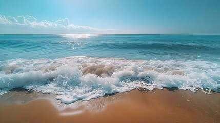 Fototapeta na wymiar Minimalist Waves: A Dreamy Beach Escape. Concept Beach, Minimalist, Waves, Dreamy, Escape
