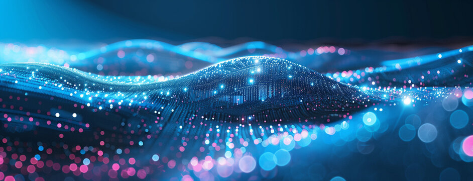 traffic in the city, Business graph waves and technology graph, Abstract blue technology background with a cyber network grid and connected particles, digital connectivity with abstract, Ai 