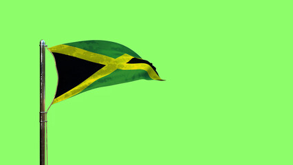 waving flag of Jamaica for national celebration on chroma key screen, isolated - object 3D rendering