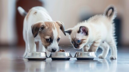 A Puppy and Kitten Feeding