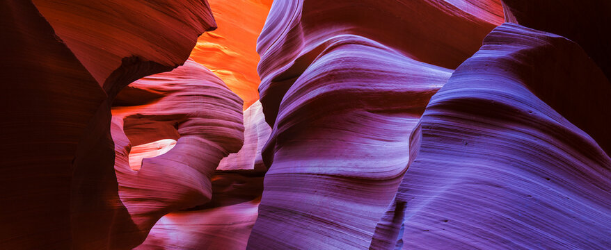 View of beautiful natural rock formations in lower antelope canyon, arizona, united states.