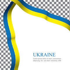 Waving flag of Ukraine on a transparent background. Template for independence day. Vector illustration