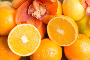 Obsteller mit Orangen