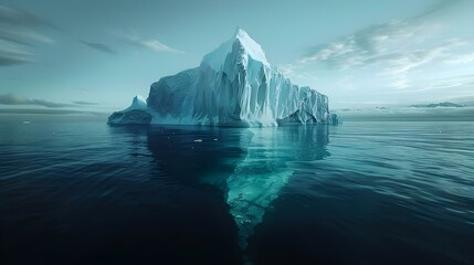 The Iceberg Principle: Visible Peaks Over Invisible Depths. Concept Nature's Beauty, Hidden Depths, Seek Balance, Beneath the Surface - obrazy, fototapety, plakaty