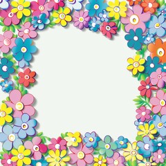 Obraz premium Floral patterns around edges. Beautiful background with delicate plants blooming at edges on white backdrop. Horizontal border with pastel spring summer flowers
