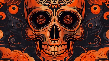 Orange Mexican skull