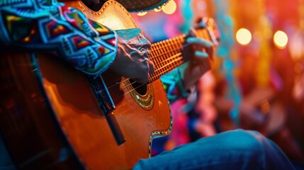 Mexican man plays the guitar