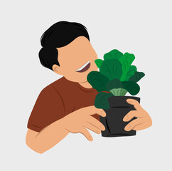 Farmer and vegetable plansts