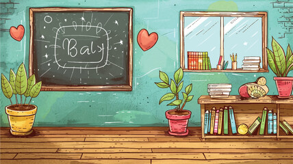 Board template with classroom,blank school blackboard Vector illustration,Education concept,Generative AI