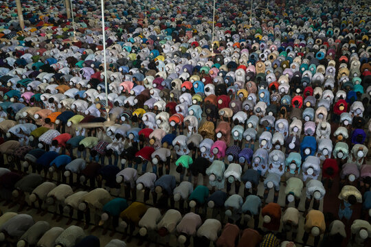 Dhaka, Bangladesh - 01 March 2024: View of Jummah Prayer at National Mosque, Dhaka, Bangladesh.