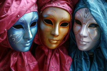 Colorful Elegance: Experience the Glamour of Masquerade Balls with Vibrant Celebrations and Elaborate Costumes in a Festive and Theatrical Atmosphere