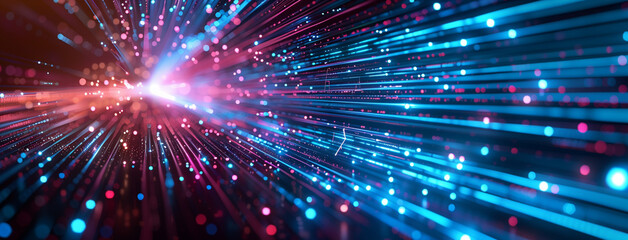 Fototapeta premium Fiber optics background, Bundle of fiber optic cables. Optical fiber cable Colorful illustration, Abstract technology background with fiber optic network connections. Global Data transfer, Ai 