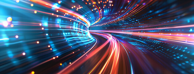 Fiber optics background, Bundle of fiber optic cables. Optical fiber cable Colorful illustration, Abstract technology background with fiber optic network connections. Global Data transfer, Ai 