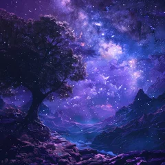 Fototapeten astral tales starfield story dark purple © Dinaaf