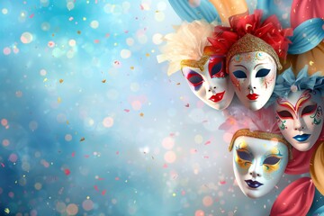 Luxurious Revelry: Celebrate in Style at Masquerade Balls with Elaborate Attire and Vibrant Celebrations in a Colorful and Elegant Setting - obrazy, fototapety, plakaty