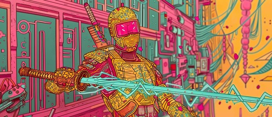 Obraz na płótnie Canvas Modern Samurai Cyber Armor