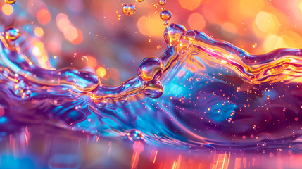 A mesmerizing wallpaper of colorful bubbles floating on a reflective surface, creating a serene and playful atmosphere, abstract background image with colored drops and splashes