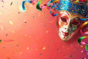 Glamorous Masquerade: Immerse Yourself in the World of Masquerade Balls with Colorful Decorations and Elegant Costumes in a Festive Atmosphere - obrazy, fototapety, plakaty