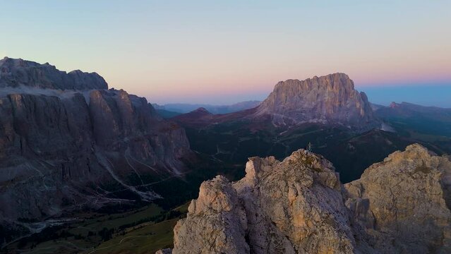 Aerial view of Dolomites, Pizes de Cir, Trentino, Italy.