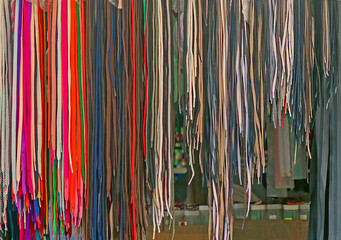 Multicoloured shoe laces accessories sold on local market