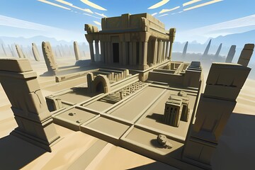 ゲーム背景未知の砂漠の滅びた文明遺跡